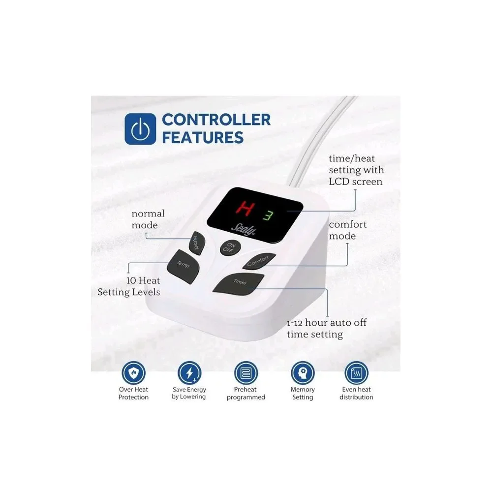 Sealy Heated Mattress Pad Full Size with 10 Heated Settings | Electric Mattre...